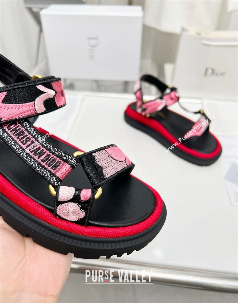 Dior D-Wave Sandals in Pink Embroidered Cotton 2023 DR121401 (MD-231214041)