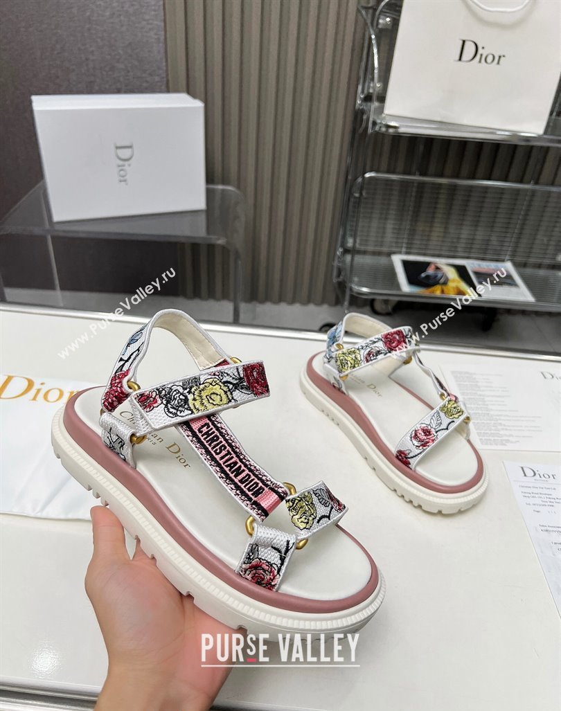 Dior D-Wave Sandals in White Multicolor Flora Embroidered 2023 DR121401 (MD-231214043)