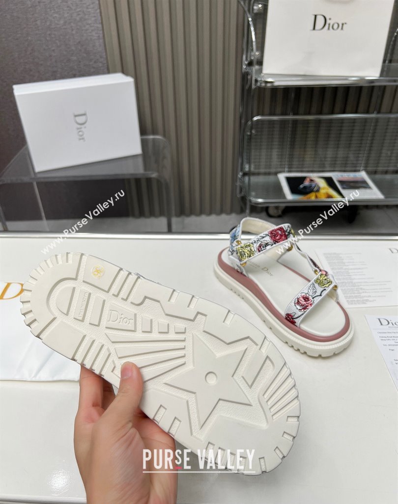 Dior D-Wave Sandals in White Multicolor Flora Embroidered 2023 DR121401 (MD-231214043)