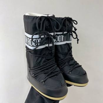 Moon Boot Icon Nylon Platform Ankle Boots 4cm Black 2023 (ZN-231214060)