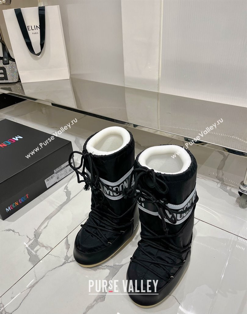 Moon Boot Icon Nylon Platform Ankle Boots 4cm Black 2023 (ZN-231214060)