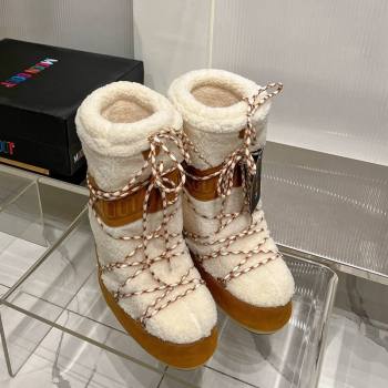 Moon Boot Icon Wool Platform Ankle Boots 4cm White/Brown 2023 (ZN-231214063)