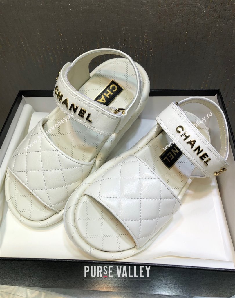 Chanel Quilted Lambskin Platform Sandals White 2023 CH121302 (MD-231213006)