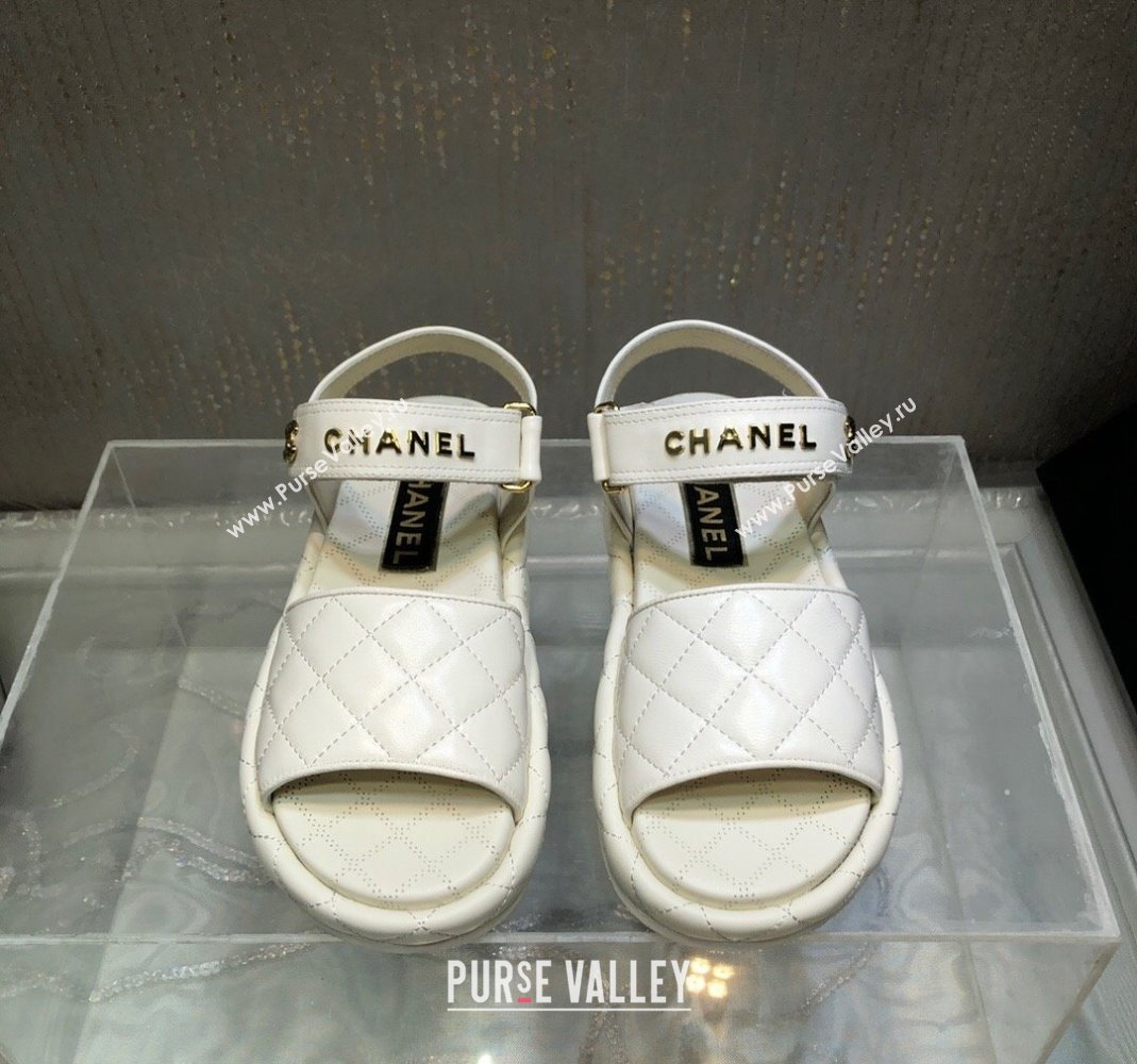 Chanel Quilted Lambskin Platform Sandals White 2023 CH121302 (MD-231213006)