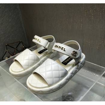 Chanel Quilted Lambskin Platform Sandals White 2023 CH121302 (MD-231213006)
