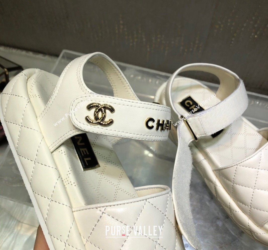 Chanel Quilted Lambskin Platform Sandals White 2023 CH121302 (MD-231213006)