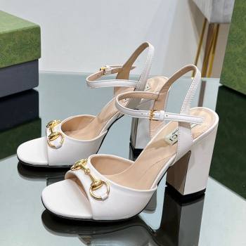 Gucci Horsebit High Heel Sandals 9cm in Leather White 2023 GG12151 (MD-231215117)