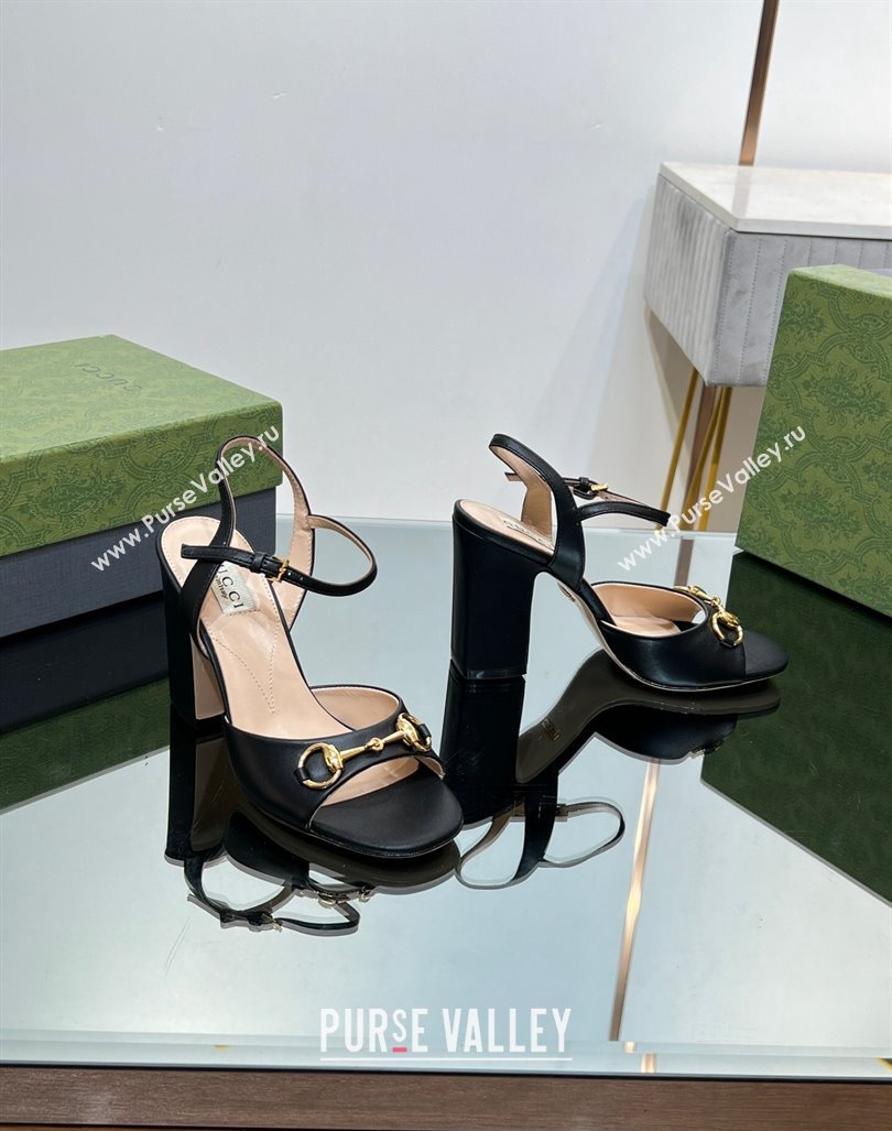 Gucci Horsebit High Heel Sandals 9cm in Leather Black 2023 GG12151 (MD-231215118)