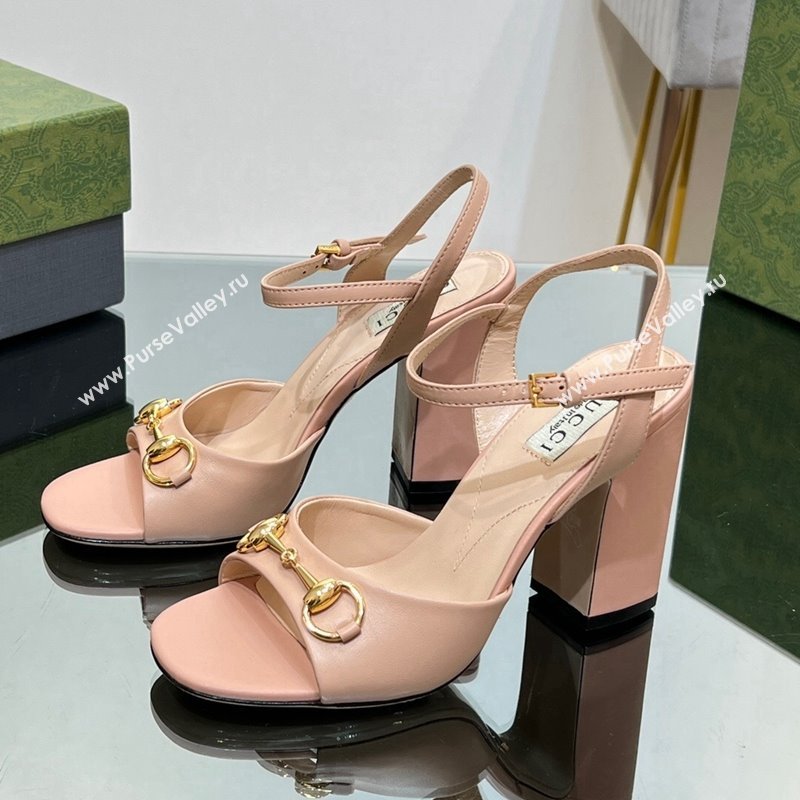 Gucci Horsebit High Heel Sandals 9cm in Leather Nude 2023 GG12151 (MD-231215119)