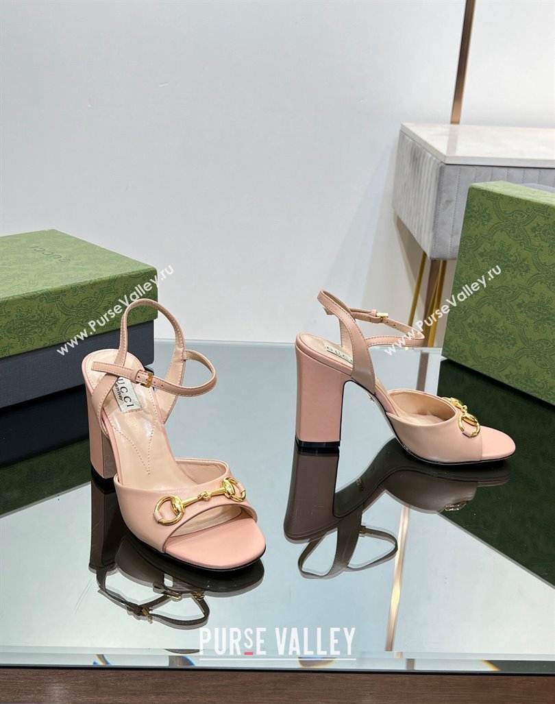 Gucci Horsebit High Heel Sandals 9cm in Leather Nude 2023 GG12151 (MD-231215119)