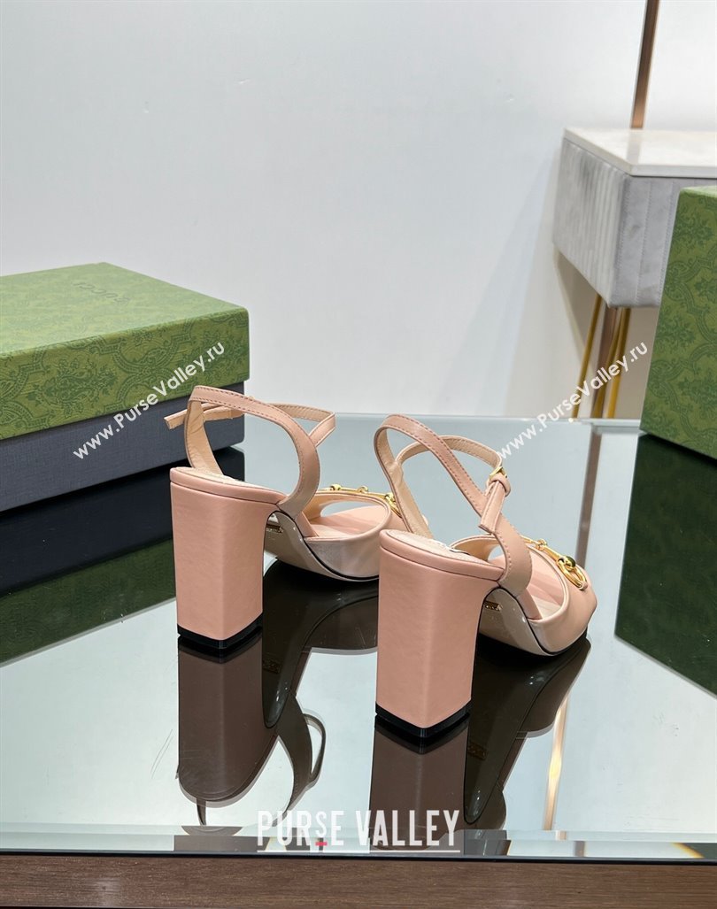 Gucci Horsebit High Heel Sandals 9cm in Leather Nude 2023 GG12151 (MD-231215119)