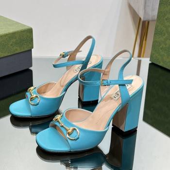 Gucci Horsebit High Heel Sandals 9cm in Leather Light Blue 2023 GG12151 (MD-231215121)