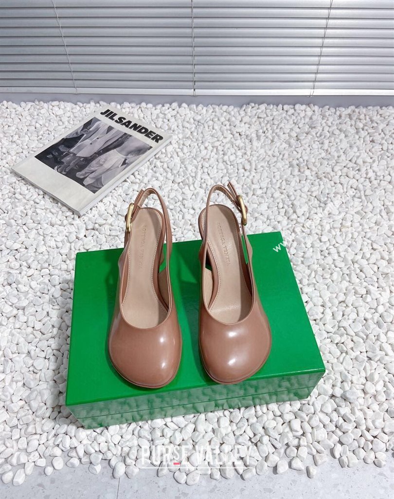 Bottega Veneta Atomic Slingback Pumps 7.5cm in Shiny Leather Brown 2023 778536 (MD-231218021)