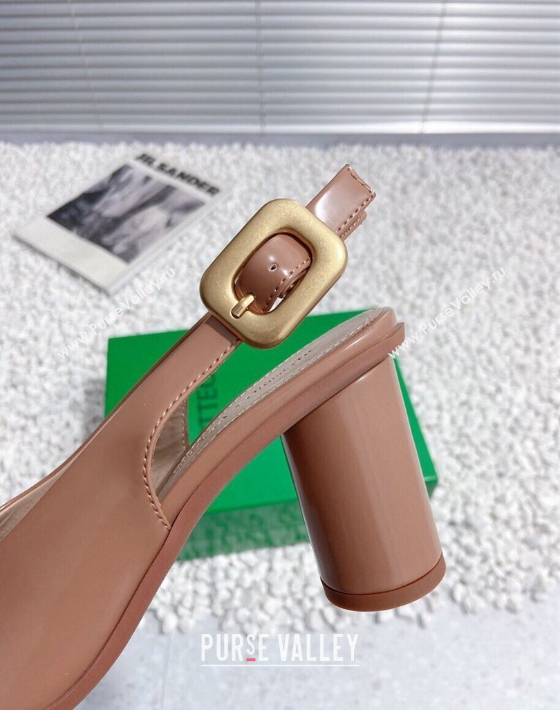 Bottega Veneta Atomic Slingback Pumps 7.5cm in Shiny Leather Brown 2023 778536 (MD-231218021)