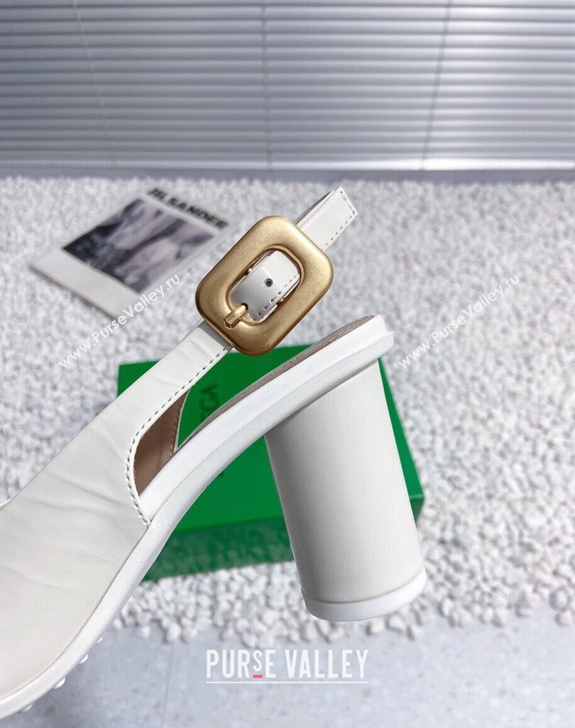 Bottega Veneta Atomic Slingback Pumps 7.5cm in Shiny Leather White 2023 778536 (MD-231218022)