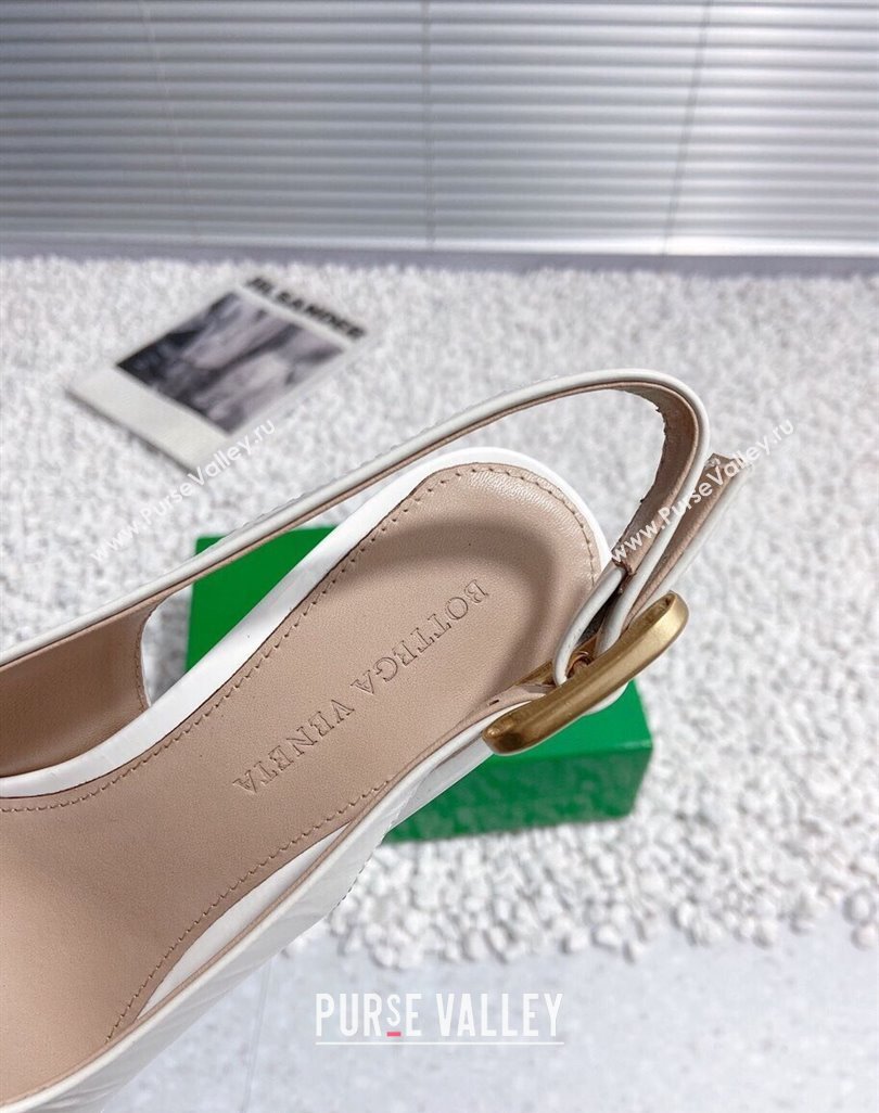 Bottega Veneta Atomic Slingback Pumps 7.5cm in Shiny Leather White 2023 778536 (MD-231218022)