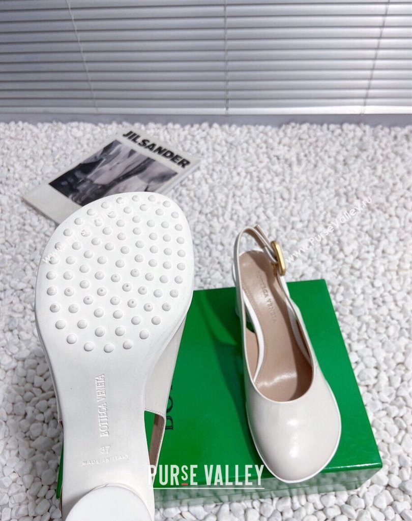 Bottega Veneta Atomic Slingback Pumps 7.5cm in Shiny Leather White 2023 778536 (MD-231218022)