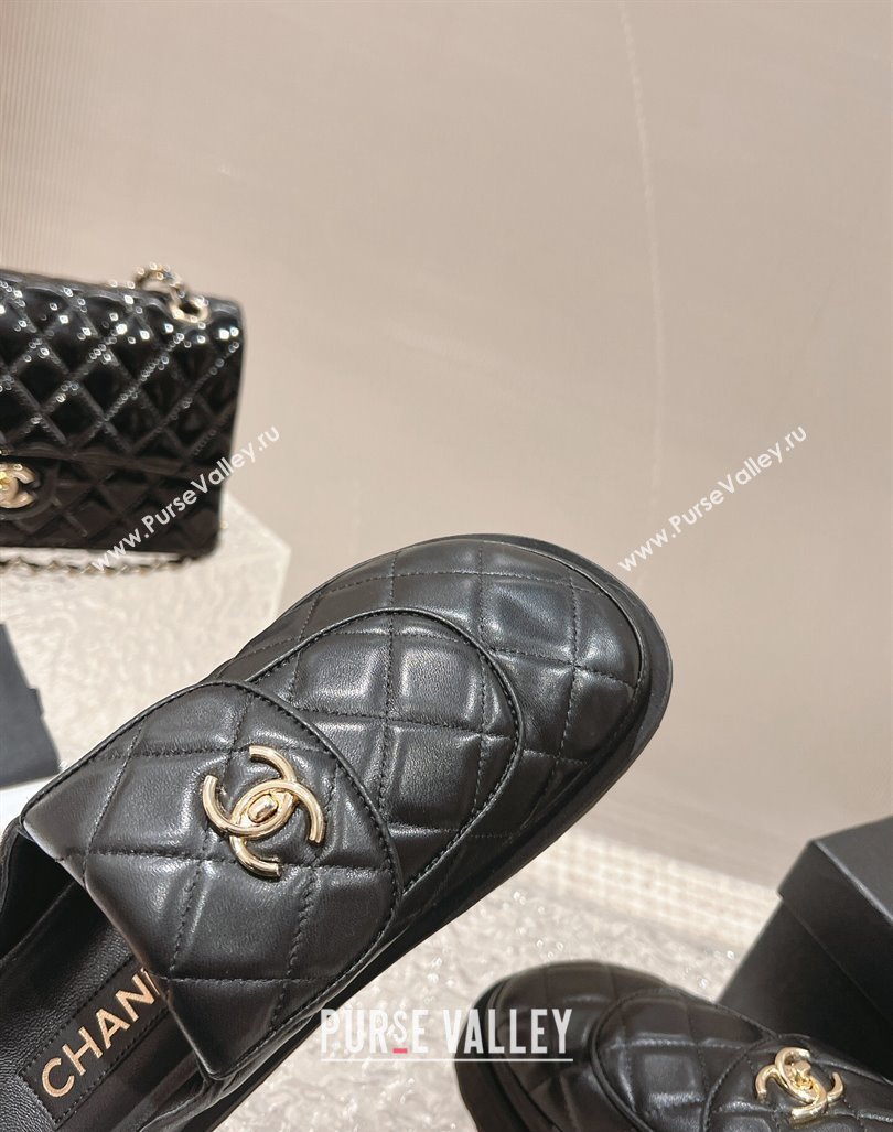 Chanel Quilted Lambskin Platform Mules Black 2023 1213 (MD-231213010)