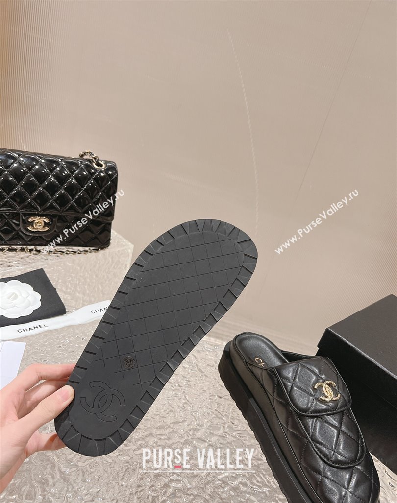 Chanel Quilted Lambskin Platform Mules Black 2023 1213 (MD-231213010)