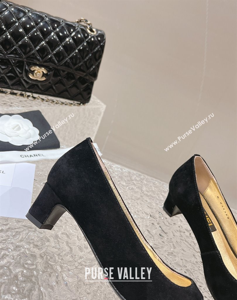 Chanel Suede Metallic Leather Pumps 5cm Black 2023 CH121303 (MD-231213011)