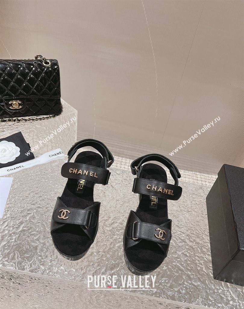 Chanel Calfskin Platform Sandals 5.5cm/7cm Black 2023 CH121304 (MD-231213017)