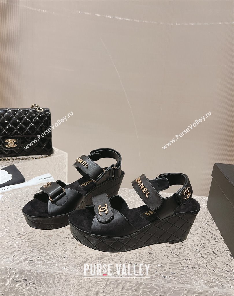 Chanel Calfskin Platform Sandals 5.5cm/7cm Black 2023 CH121304 (MD-231213017)