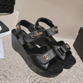 Chanel Calfskin Platform Sandals 5.5cm/7cm Black 2023 CH121304 (MD-231213017)