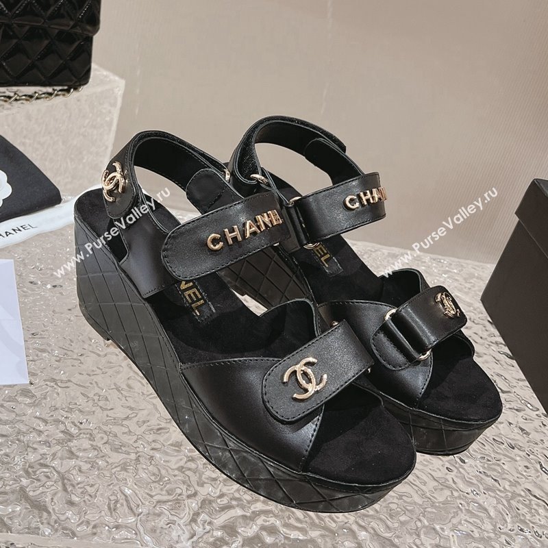 Chanel Calfskin Platform Sandals 5.5cm/7cm Black 2023 CH121304 (MD-231213017)