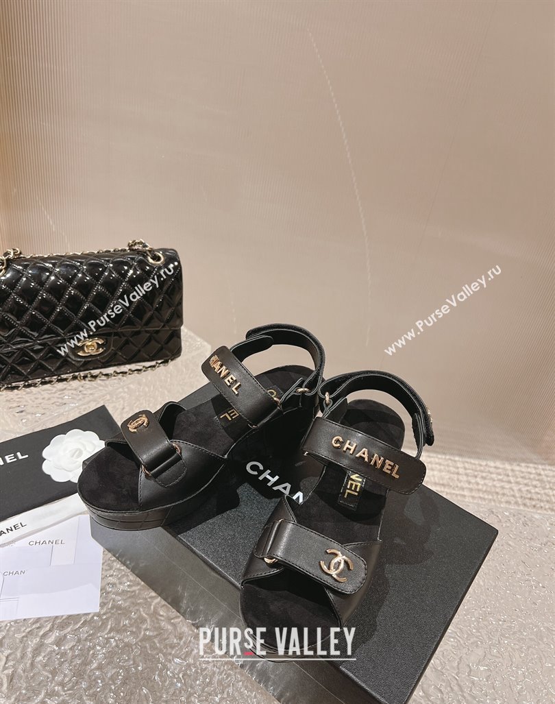 Chanel Calfskin Platform Sandals 5.5cm/7cm Black 2023 CH121304 (MD-231213017)