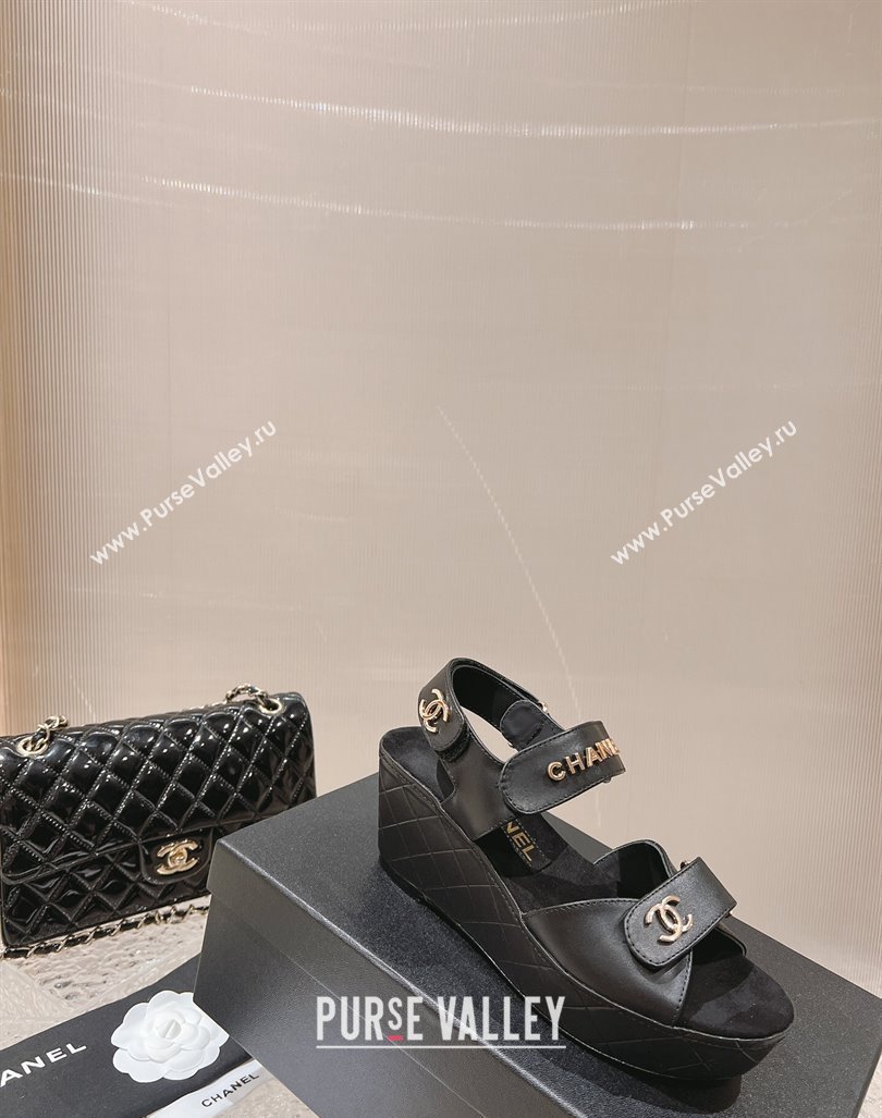 Chanel Calfskin Platform Sandals 5.5cm/7cm Black 2023 CH121304 (MD-231213017)