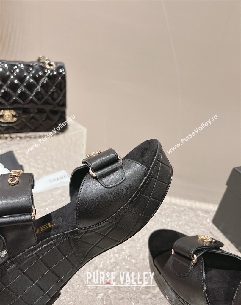 Chanel Calfskin Platform Sandals 5.5cm/7cm Black 2023 CH121304 (MD-231213017)