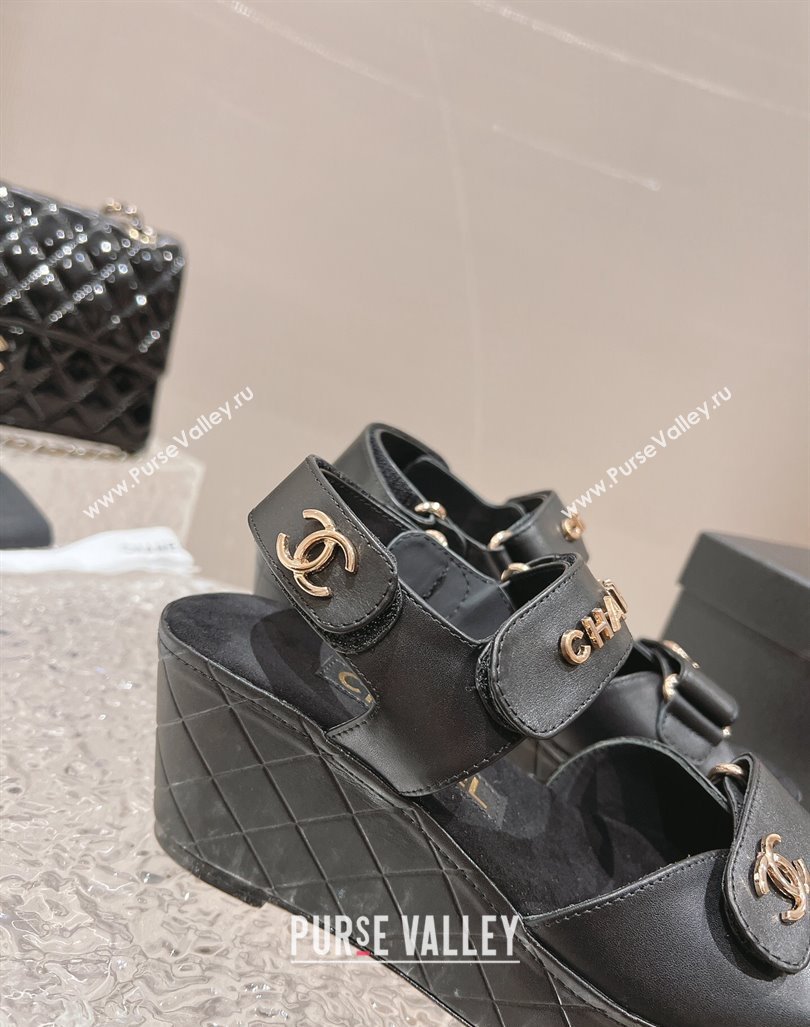 Chanel Calfskin Platform Sandals 5.5cm/7cm Black 2023 CH121304 (MD-231213017)