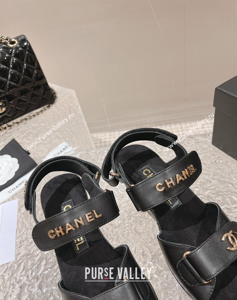 Chanel Calfskin Platform Sandals 5.5cm/7cm Black 2023 CH121304 (MD-231213017)