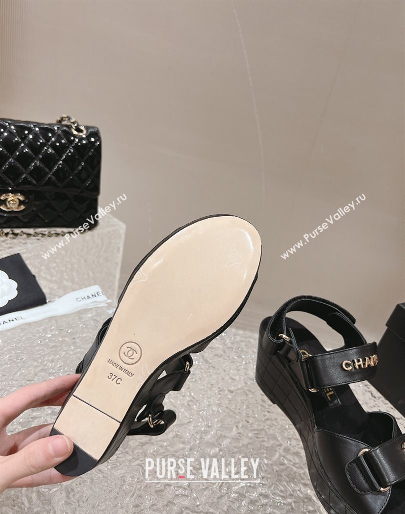 Chanel Calfskin Platform Sandals 5.5cm/7cm Black 2023 CH121304 (MD-231213017)