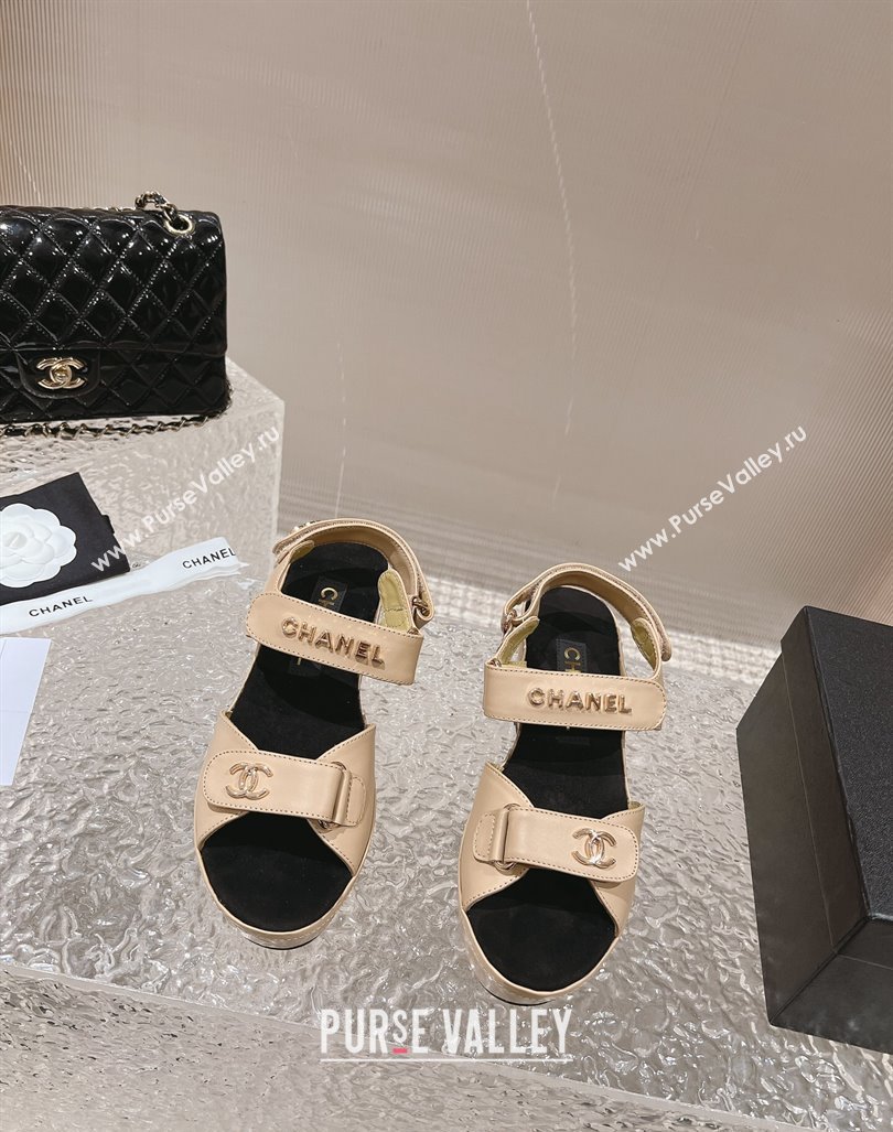 Chanel Calfskin Platform Sandals 5.5cm/7cm Beige 2023 CH121304 (MD-231213018)