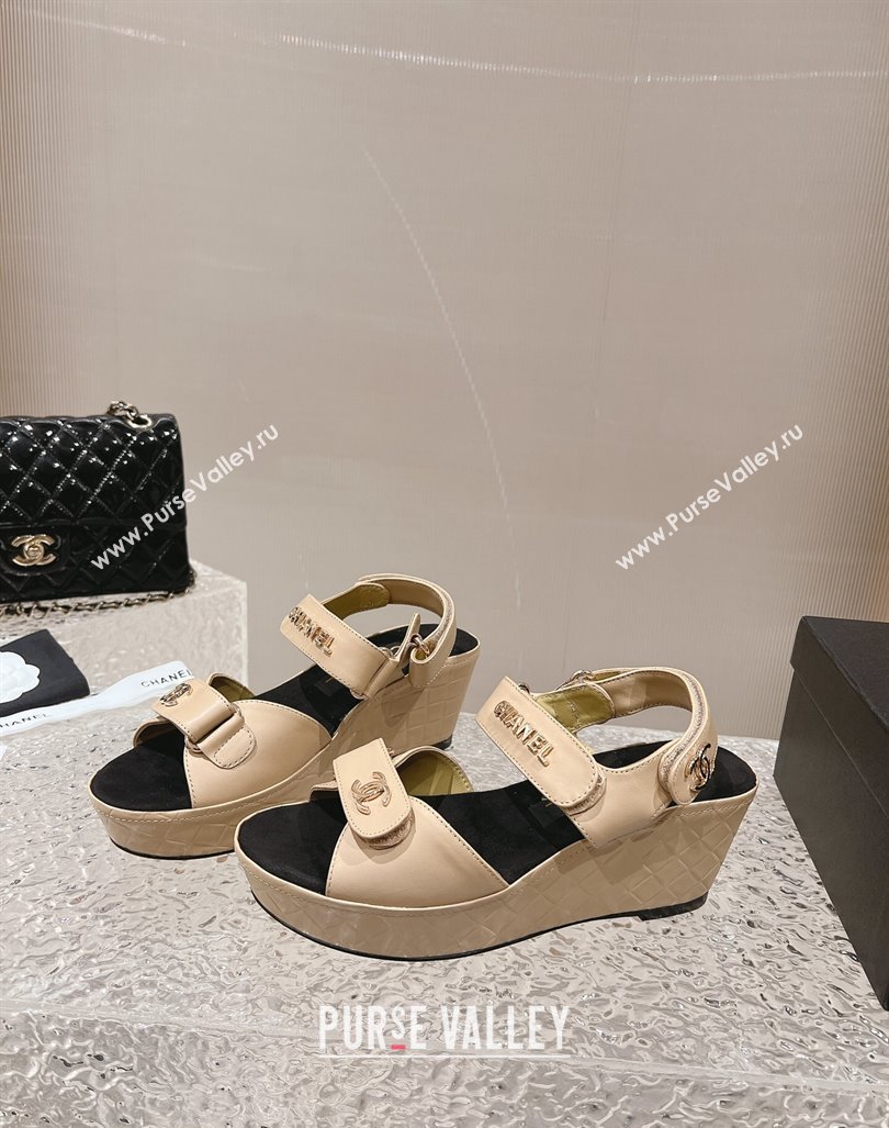 Chanel Calfskin Platform Sandals 5.5cm/7cm Beige 2023 CH121304 (MD-231213018)