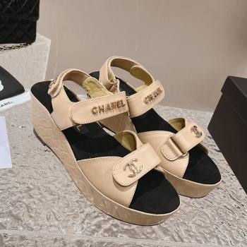 Chanel Calfskin Platform Sandals 5.5cm/7cm Beige 2023 CH121304 (MD-231213018)