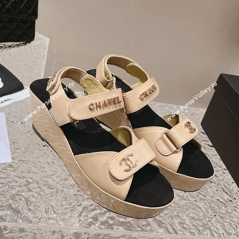 Chanel Calfskin Platform Sandals 5.5cm/7cm Beige 2023 CH121304 (MD-231213018)