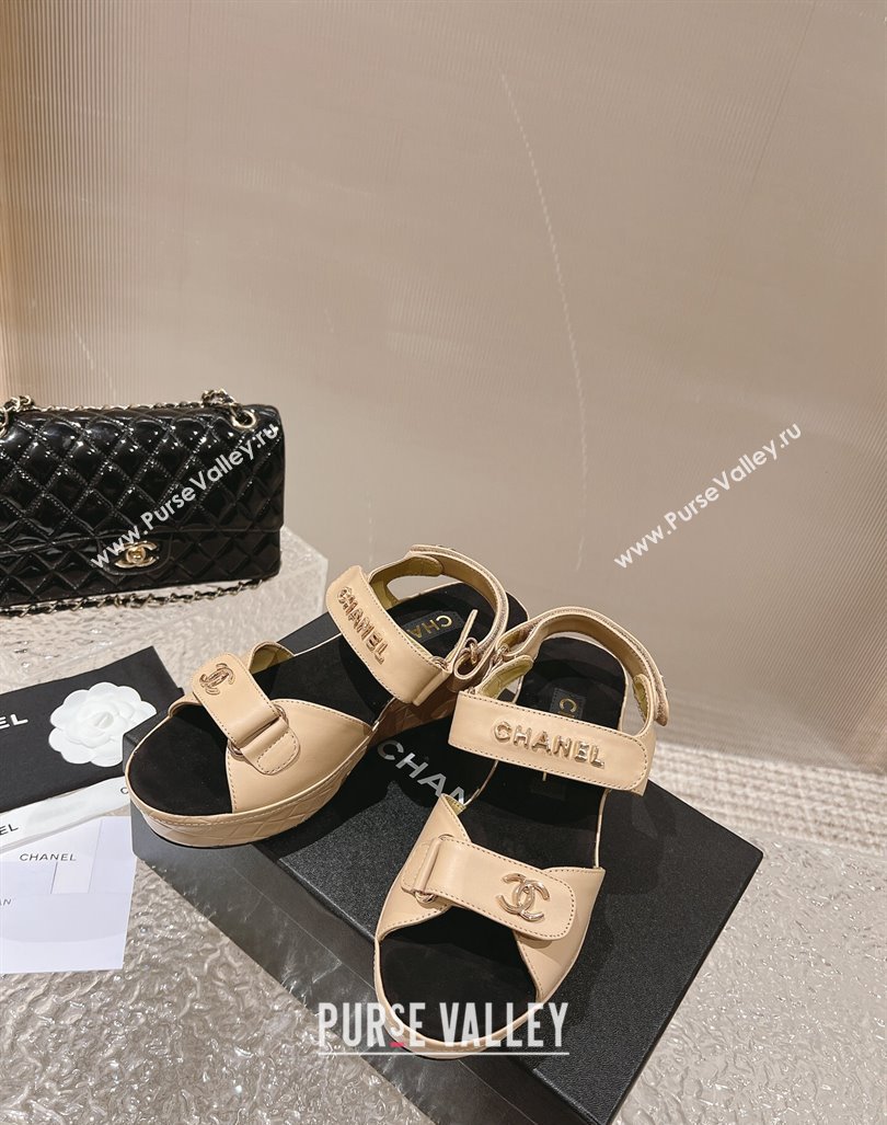 Chanel Calfskin Platform Sandals 5.5cm/7cm Beige 2023 CH121304 (MD-231213018)