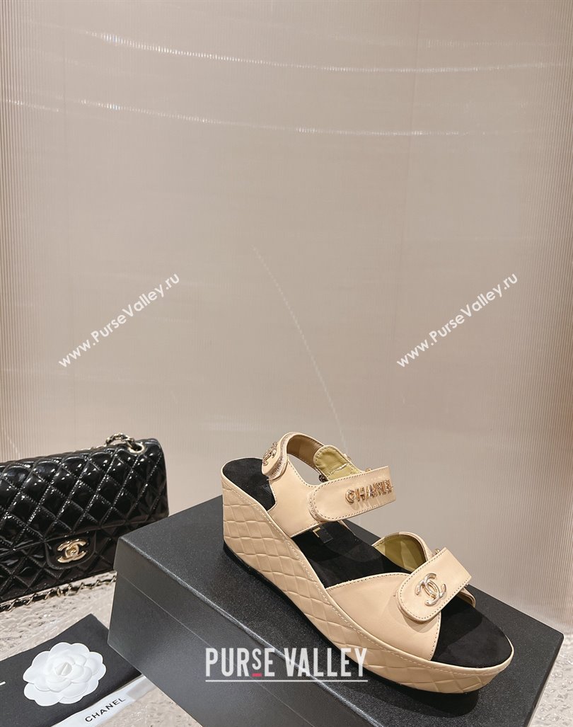 Chanel Calfskin Platform Sandals 5.5cm/7cm Beige 2023 CH121304 (MD-231213018)