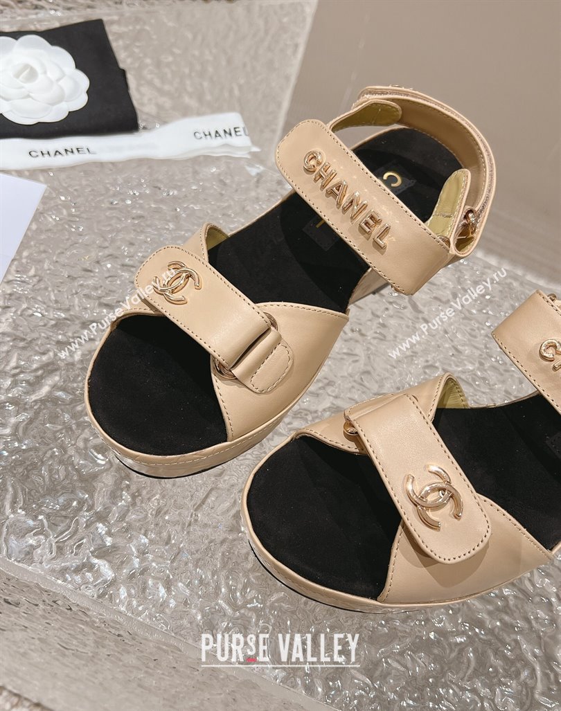 Chanel Calfskin Platform Sandals 5.5cm/7cm Beige 2023 CH121304 (MD-231213018)