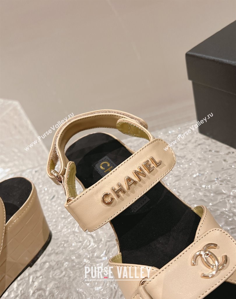 Chanel Calfskin Platform Sandals 5.5cm/7cm Beige 2023 CH121304 (MD-231213018)