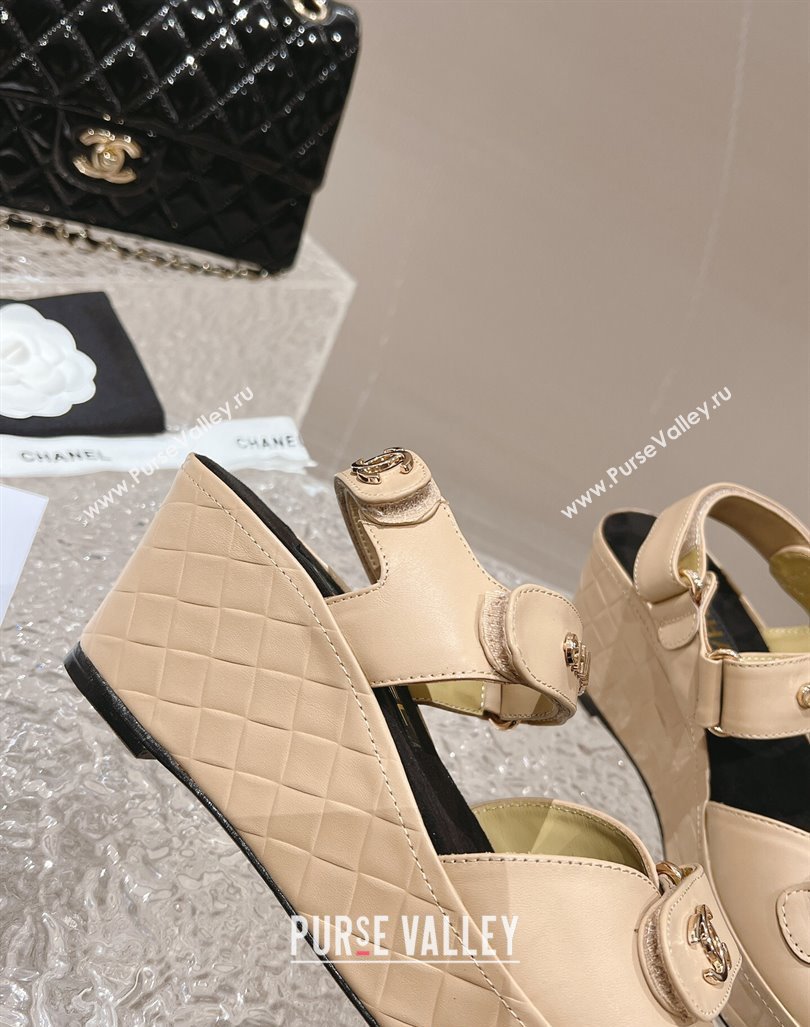 Chanel Calfskin Platform Sandals 5.5cm/7cm Beige 2023 CH121304 (MD-231213018)