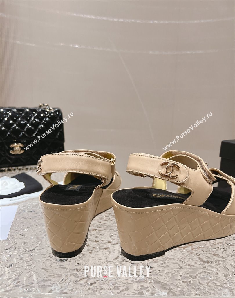 Chanel Calfskin Platform Sandals 5.5cm/7cm Beige 2023 CH121304 (MD-231213018)