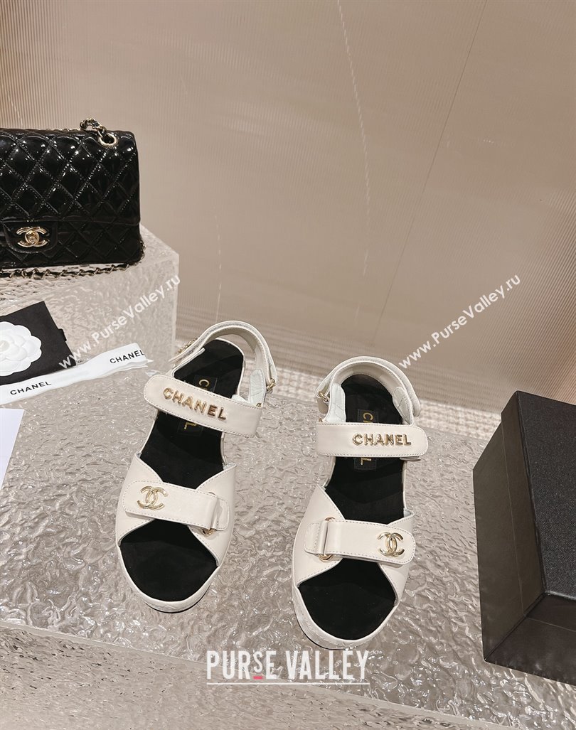 Chanel Calfskin Platform Sandals 5.5cm/7cm White 2023 CH121304 (MD-231213019)