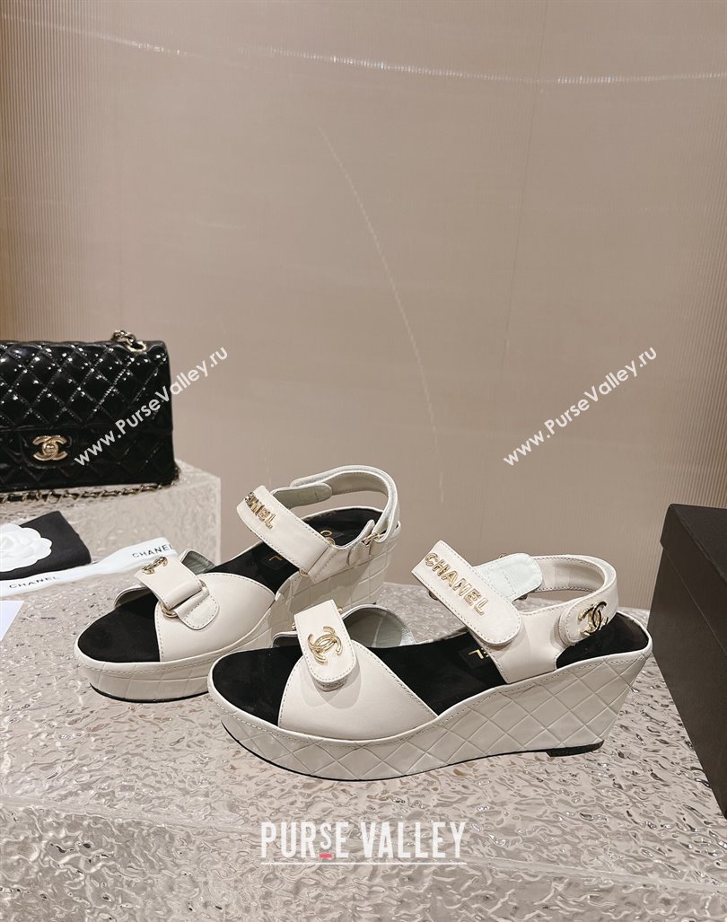 Chanel Calfskin Platform Sandals 5.5cm/7cm White 2023 CH121304 (MD-231213019)