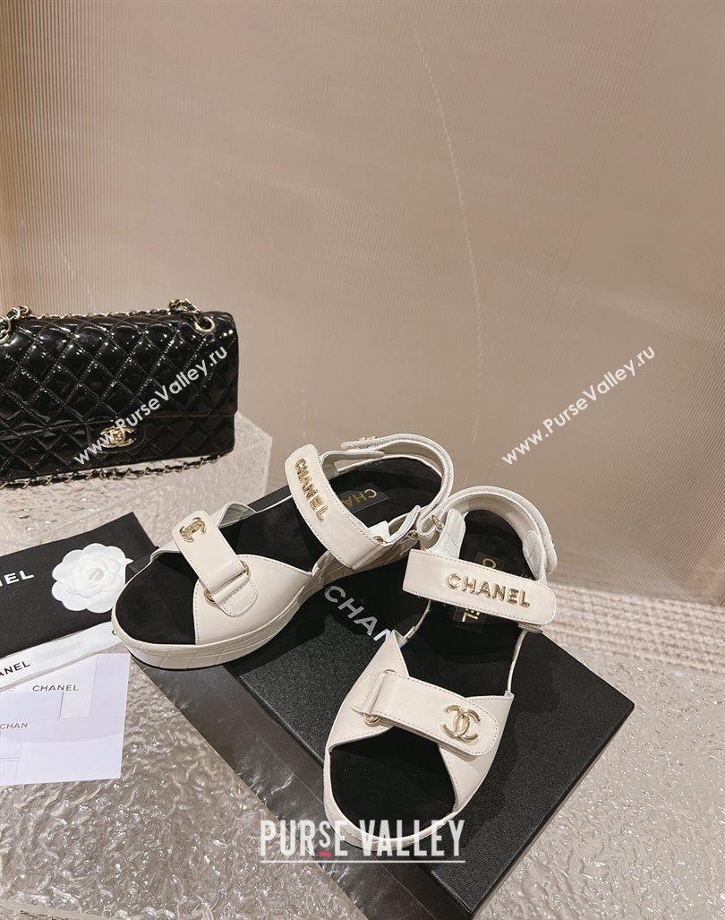 Chanel Calfskin Platform Sandals 5.5cm/7cm White 2023 CH121304 (MD-231213019)