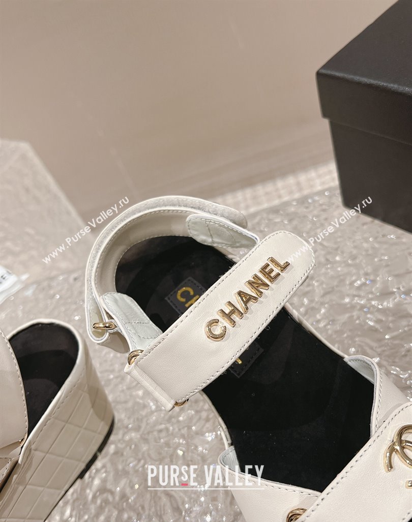 Chanel Calfskin Platform Sandals 5.5cm/7cm White 2023 CH121304 (MD-231213019)