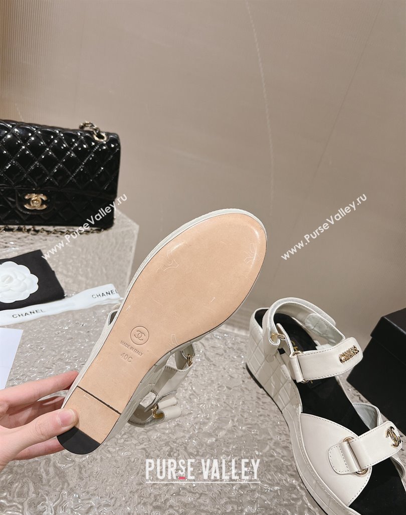 Chanel Calfskin Platform Sandals 5.5cm/7cm White 2023 CH121304 (MD-231213019)