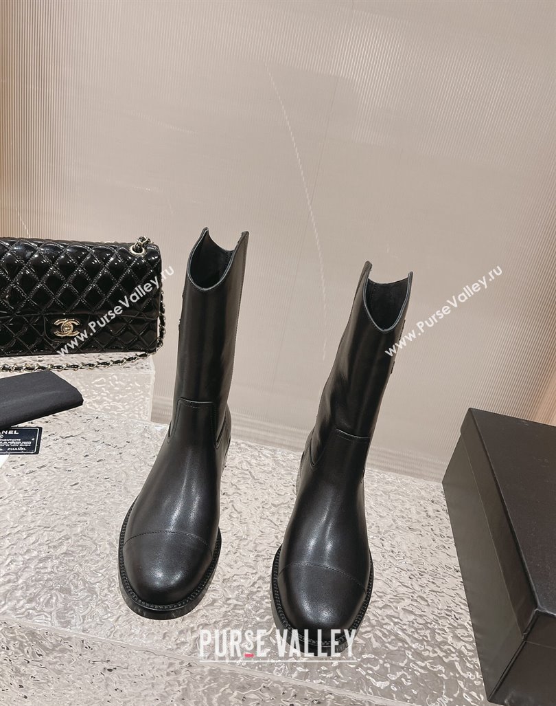 Chanel Calfskin Ankle Boots 4.5cm with Side CC Black 2023 CH121305 (MD-231213022)